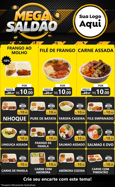 Modelo de Encarte para Encarte Grande com o tema Mega Saldão para Restaurante