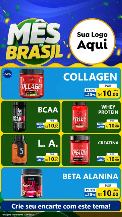 Modelo de TV para TV Vertical com o tema Mês do Brasil para Suplementos alimentares