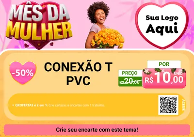Modelo de Cartaz para Cartaz A4 Horizontal com o tema Mês da Mulher para Tubos e conexões