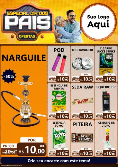 Modelo de Encarte para Encarte A4 Vertical com o tema Especial Dia dos Pais para Tabacaria