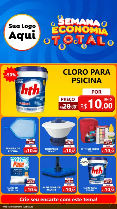 Modelo de Rede Social para Stories com o tema Semana Economia Total para Produtos para Piscina