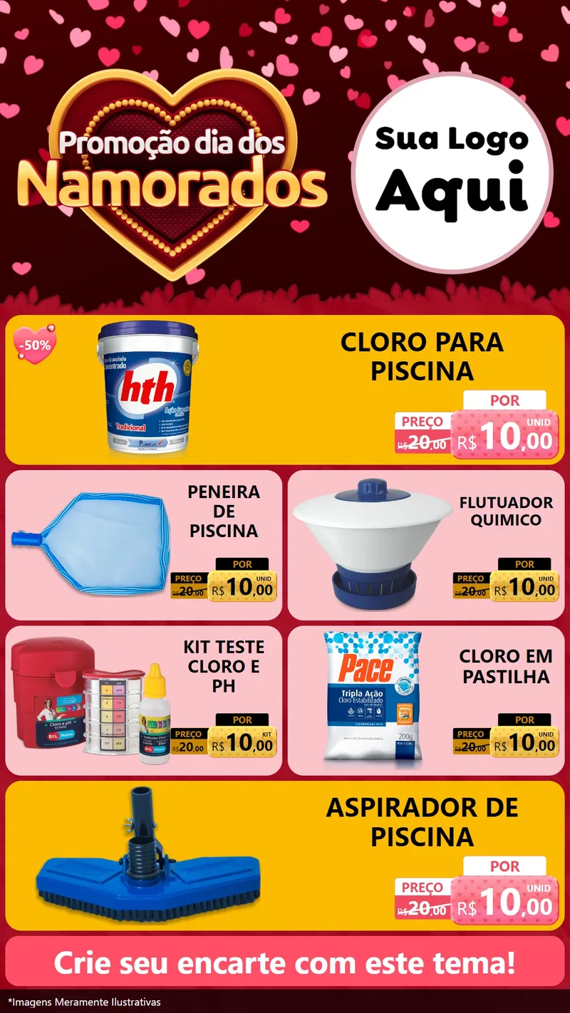 Modelo de TV para TV Vertical com o tema Promoção Dia Dos Namorados para Produtos para Piscina