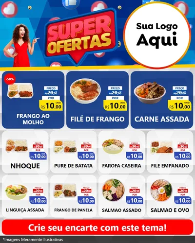 Modelo de Rede Social para Feed Instagram com o tema Super Ofertas para Restaurante