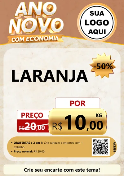 Modelo de Cartaz para Cartaz A4 Vertical com o tema Ano Novo Com Economia para Hortifrúti