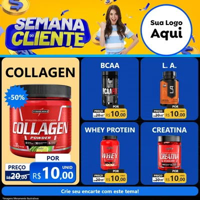 Modelo de Rede Social para Feed Facebook com o tema Semana do Cliente para Suplementos alimentares