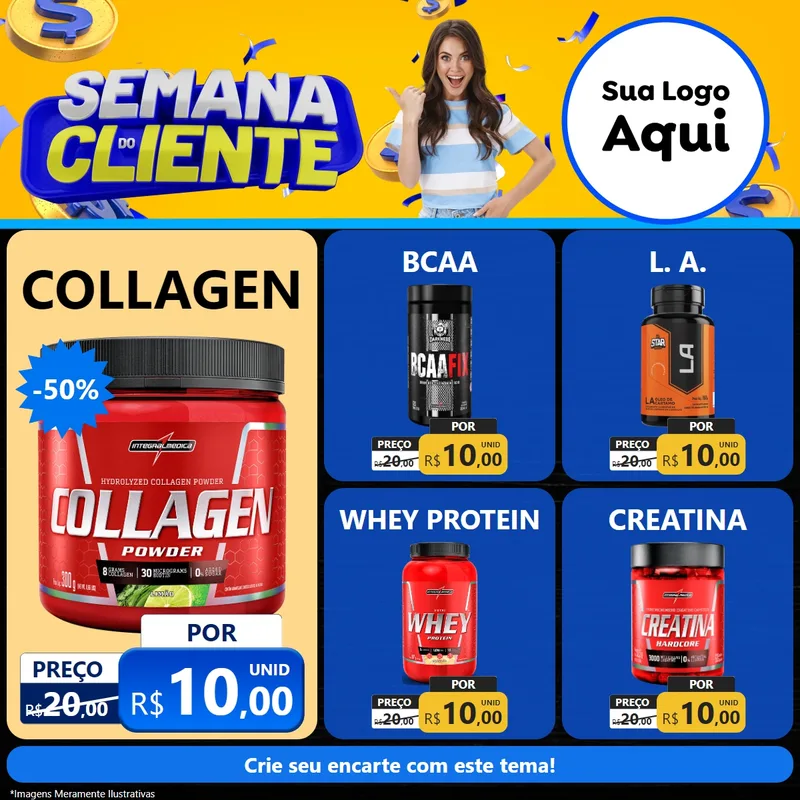 Modelo de Rede Social para Feed Facebook com o tema Semana do Cliente para Suplementos alimentares