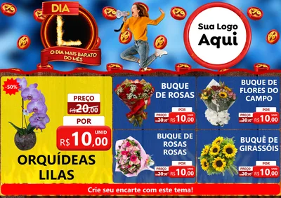 Modelo de Encarte para Encarte A4 Horizontal com o tema Dia L - O Dia Mais Barato Do Mês para Floricultura e jardim