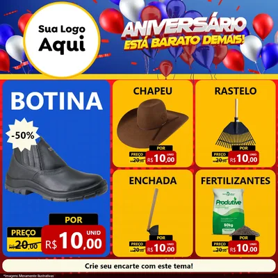 Modelo de Rede Social para Feed Facebook com o tema Aniversário para Agropecuária