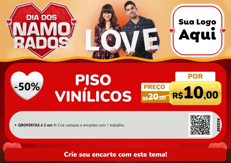 Modelo de Cartaz para Cartaz A4 Horizontal com o tema Dia dos Namorados para Material para Construção