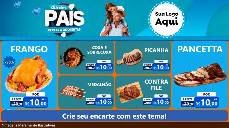 Modelo de TV para TV Horizontal com o tema Dia Dos Pais Repleto de Ofertas para Assados