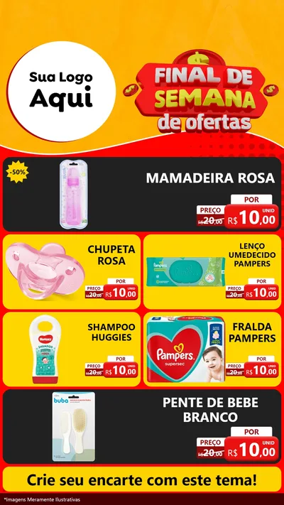Modelo de TV para TV Vertical com o tema Final de Semana de Ofertas para Bebês