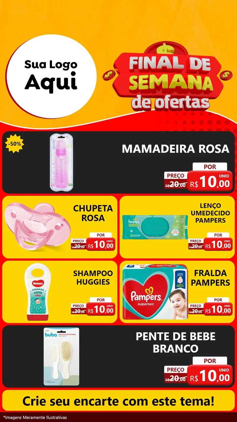 Modelo de TV para TV Vertical com o tema Final de Semana de Ofertas para Bebês