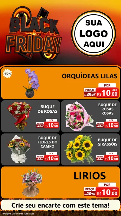 Modelo de TV para TV Vertical com o tema Black Friday para Floricultura e jardim