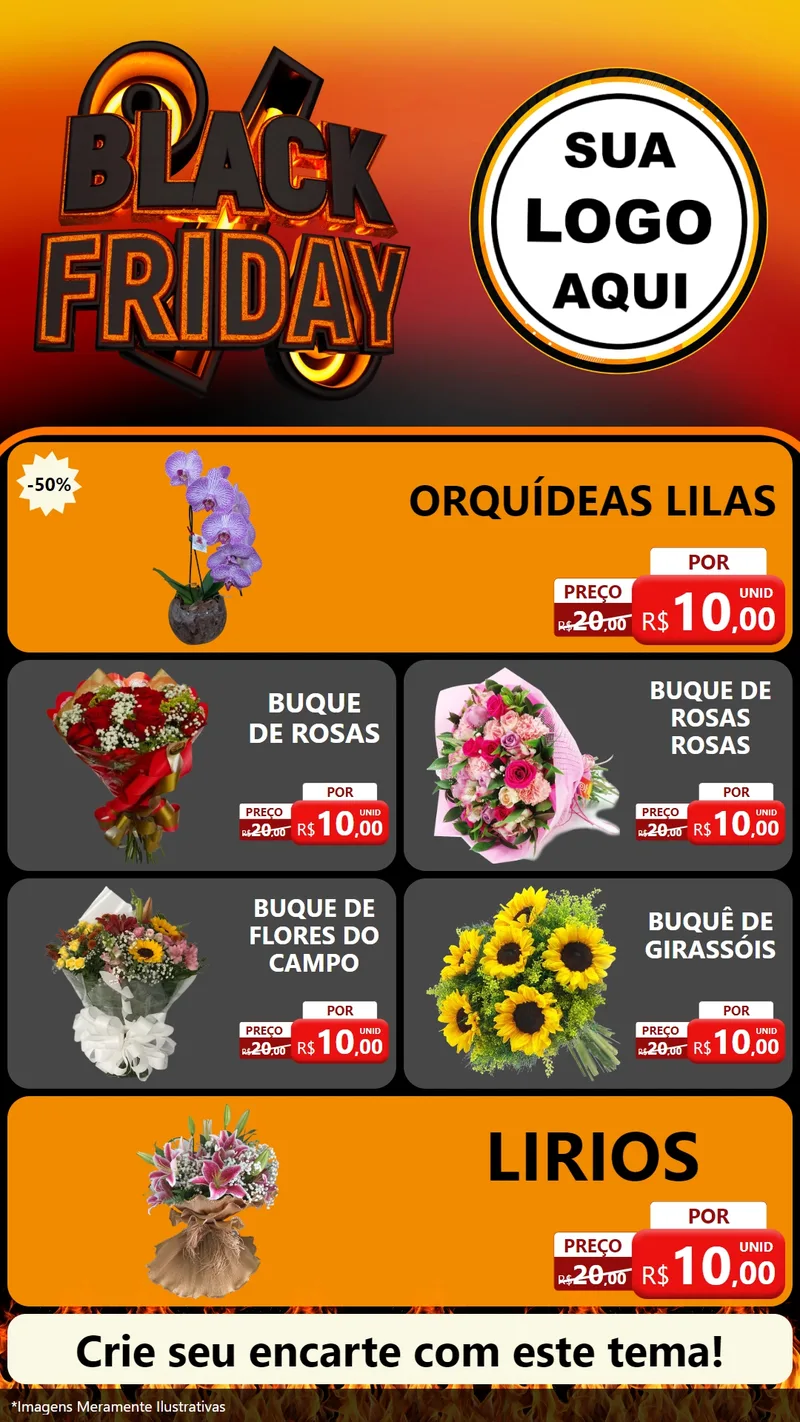 Modelo de TV para TV Vertical com o tema Black Friday para Floricultura e jardim