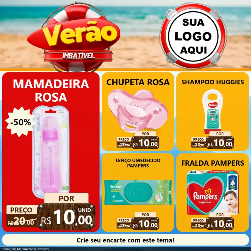 Modelo de Rede Social para Feed Facebook com o tema Verão Imbatível para Bebês