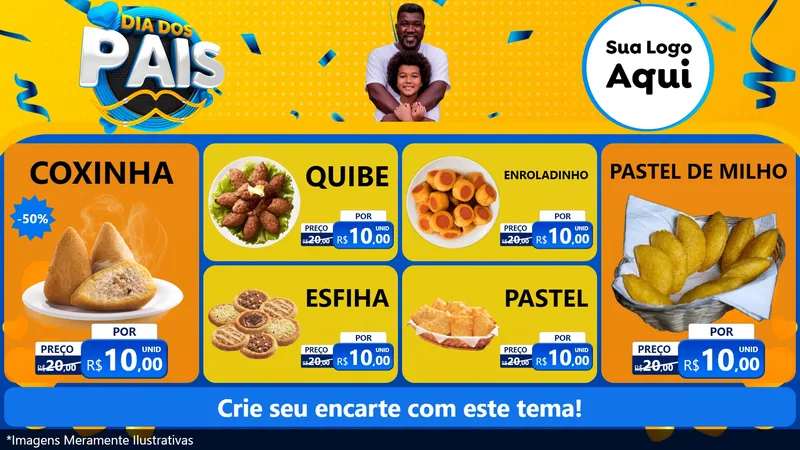 Modelo de TV para TV Horizontal com o tema Dia dos Pais para Salgadaria