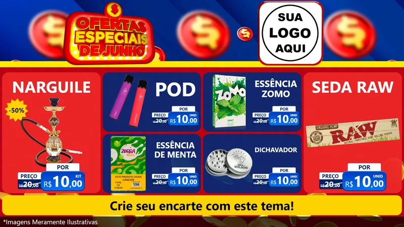 Modelo de TV para TV Horizontal com o tema Ofertas Especiais de Junho para Tabacaria