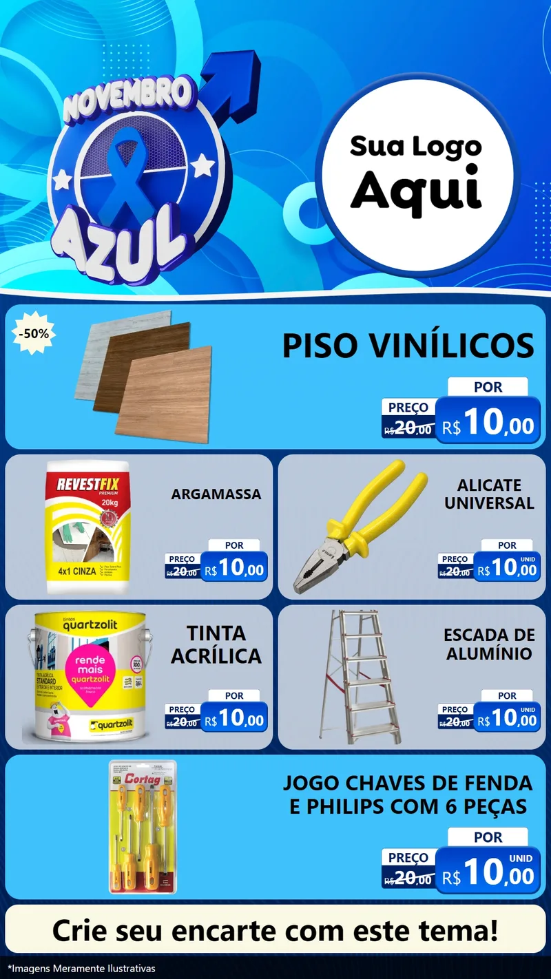 Modelo de TV para TV Vertical com o tema Novembro Azul para Material para Construção