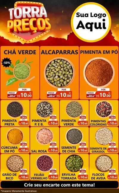 Modelo de Encarte para Encarte Grande com o tema Torra Preços para Produtos Naturais