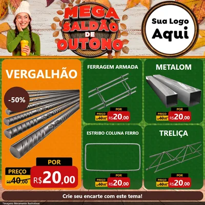 Modelo de Rede Social para Feed Facebook com o tema Mega Saldão de Outono para Ferragens