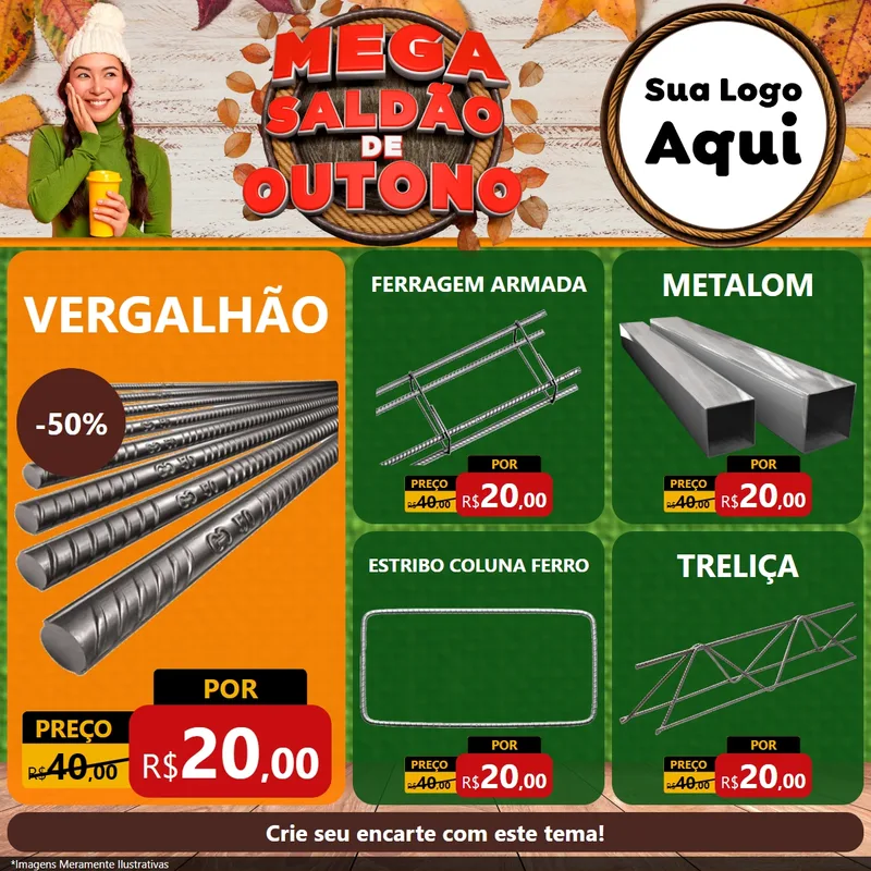 Modelo de Rede Social para Feed Facebook com o tema Mega Saldão de Outono para Ferragens