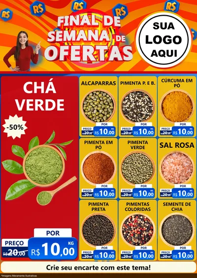 Modelo de Encarte para Encarte A4 Vertical com o tema Final de Semana de Ofertas para Produtos Naturais