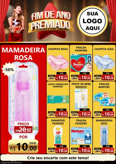 Modelo de Encarte para Encarte A4 Vertical com o tema Fim de Ano Premiado para Bebês