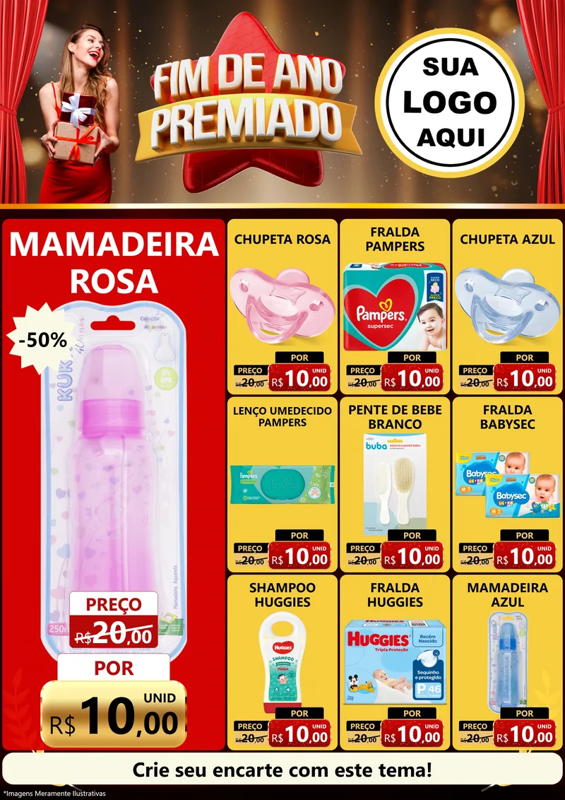 Modelo de Encarte para Encarte A4 Vertical com o tema Fim de Ano Premiado para Bebês