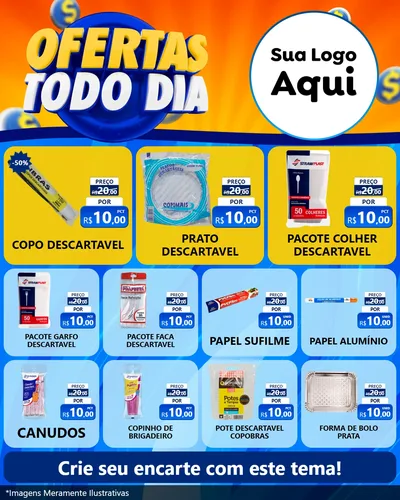 Modelo de Rede Social para Feed Instagram com o tema Ofertas Todo Dia para Embalagens