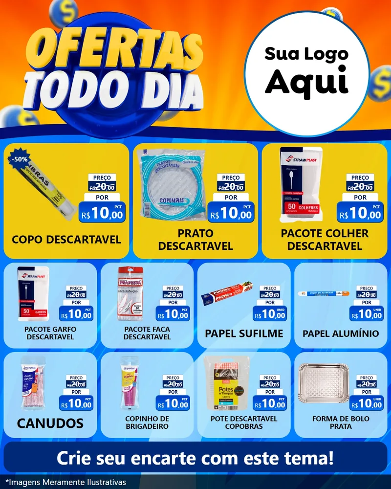 Modelo de Rede Social para Feed Instagram com o tema Ofertas Todo Dia para Embalagens