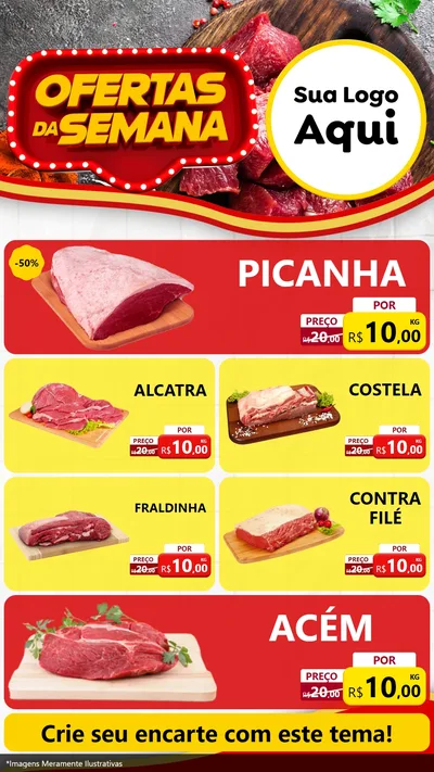 Modelo de TV para TV Vertical com o tema Ofertas da Semana para Açougue