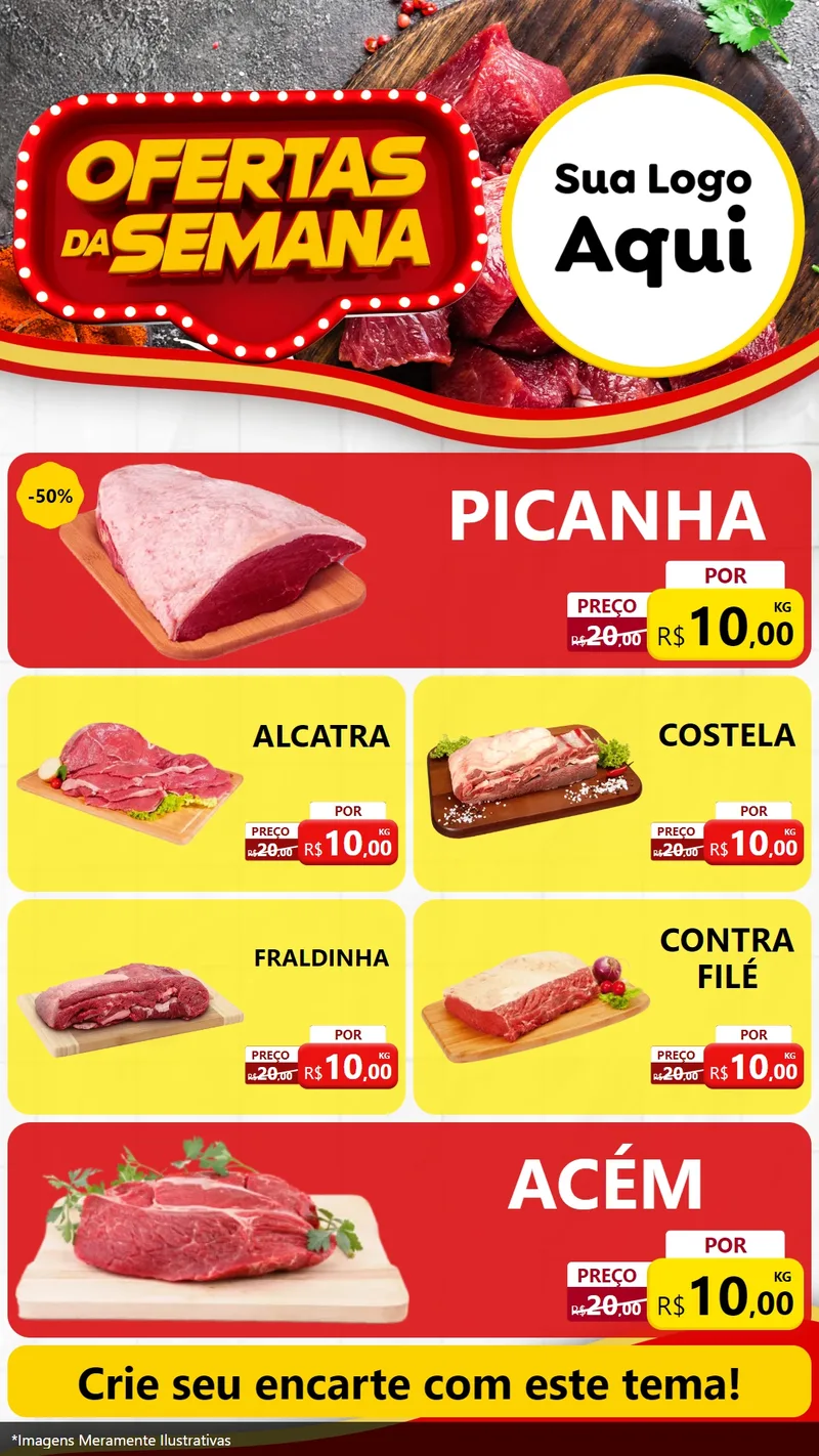 Modelo de TV para TV Vertical com o tema Ofertas da Semana para Açougue