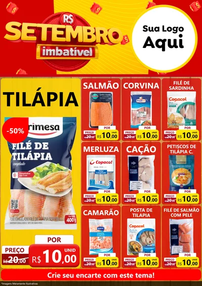 Modelo de Encarte para Encarte A4 Vertical com o tema Setembro Imbatível para Peixaria