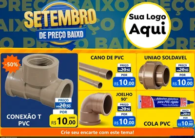 Modelo de Encarte para Encarte A4 Horizontal com o tema Setembro De Preço Baixo para Tubos e conexões