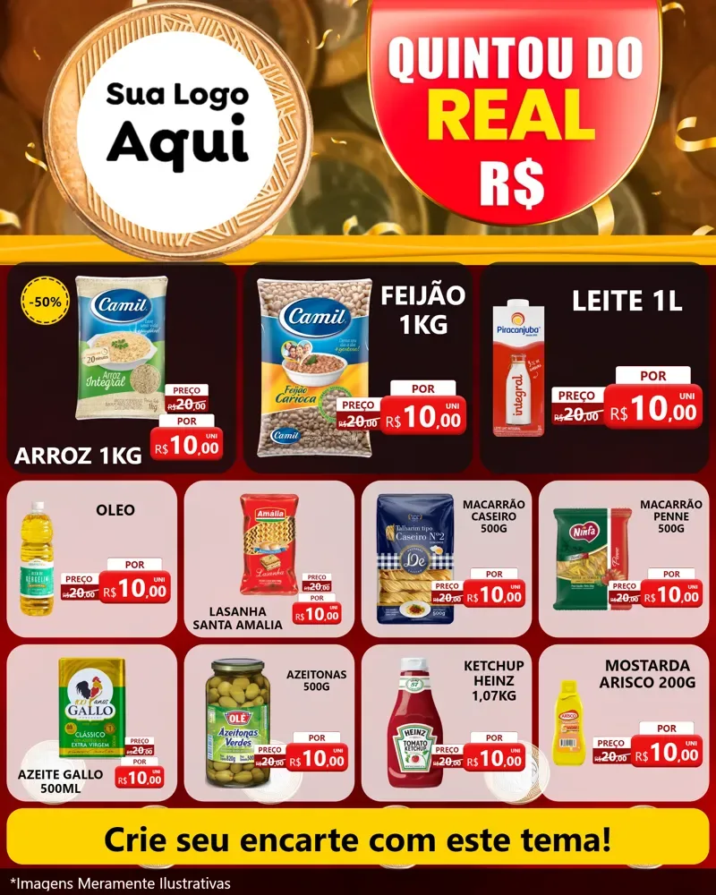 Modelo de Rede Social para Feed Instagram com o tema Quintou do Real para Supermercado