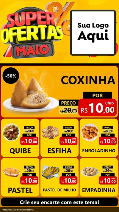 Modelo de Rede Social para Stories com o tema Super Ofertas Maio para Salgadaria