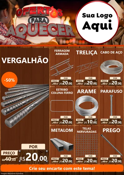 Modelo de Encarte para Encarte A4 Vertical com o tema Ofertas Para Aquecer para Ferragens