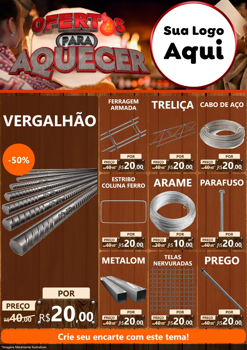 Modelo de Encarte para Encarte A4 Vertical com o tema Ofertas Para Aquecer para Ferragens