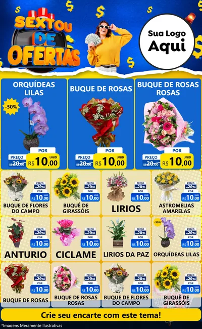 Modelo de Encarte para Encarte Grande com o tema Sextou de Ofertas para Floricultura e jardim