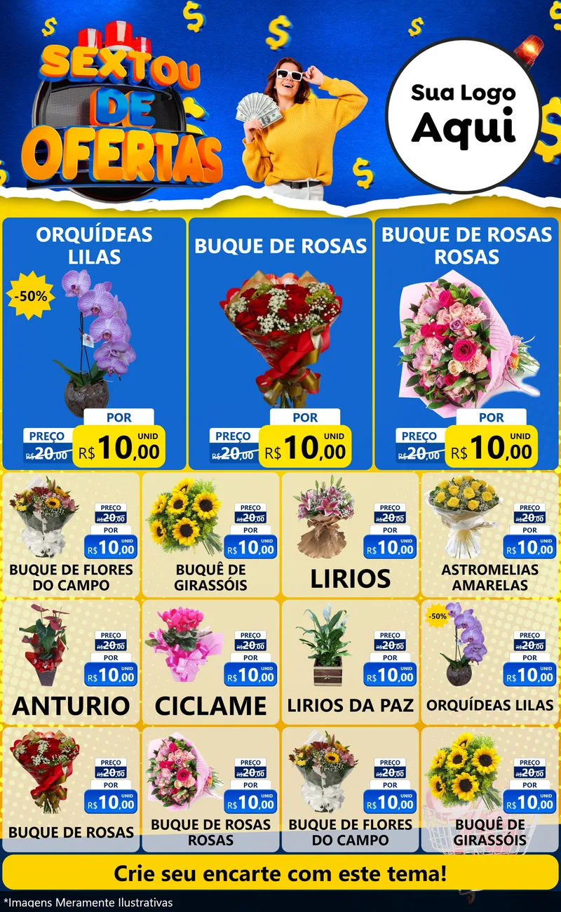 Modelo de Encarte para Encarte Grande com o tema Sextou de Ofertas para Floricultura e jardim