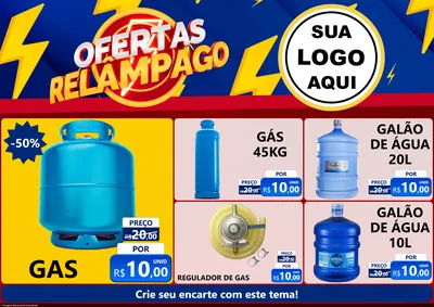 Modelo de Encarte para Encarte A4 Horizontal com o tema Ofertas Relâmpago para Água e gás