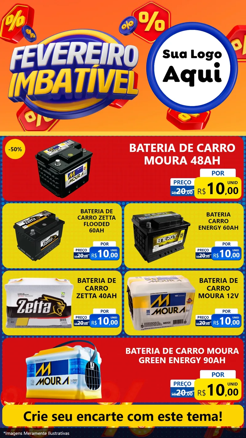 Modelo de TV para TV Vertical com o tema Fevereiro Imbatível para Baterias Elétricas