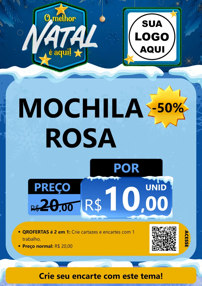 Modelo de Cartaz para Cartaz A4 Vertical com o tema O Melhor Natal É Aqui! para Papelaria