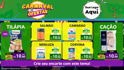 Modelo de TV para TV Horizontal com o tema Carnaval de Ofertas para Peixaria