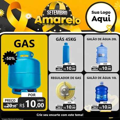 Modelo de Rede Social para Feed Facebook com o tema Setembro Amarelo para Água e gás