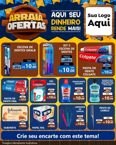 Modelo de Rede Social para Feed Instagram com o tema Arraiá de Ofertas - Junina para Higiene Pessoal