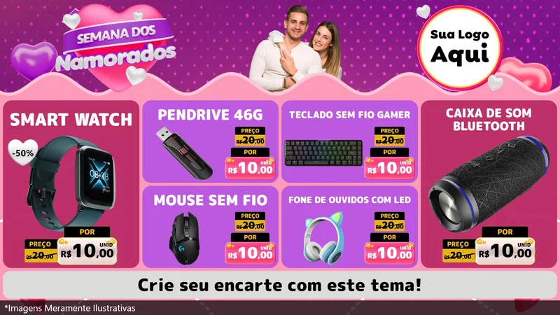 Modelo de TV para TV Horizontal com o tema Semana dos Namorados para Informática