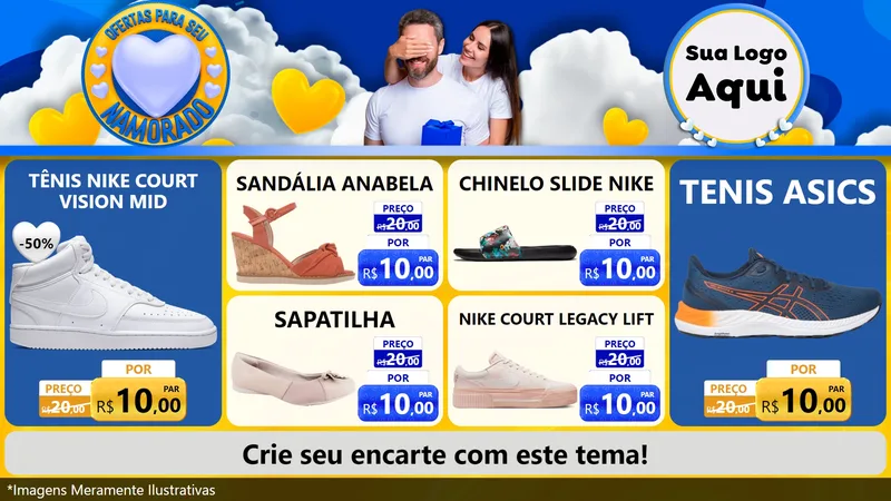 Modelo de TV para TV Horizontal com o tema Ofertas Para Seu Namorado para Calçados