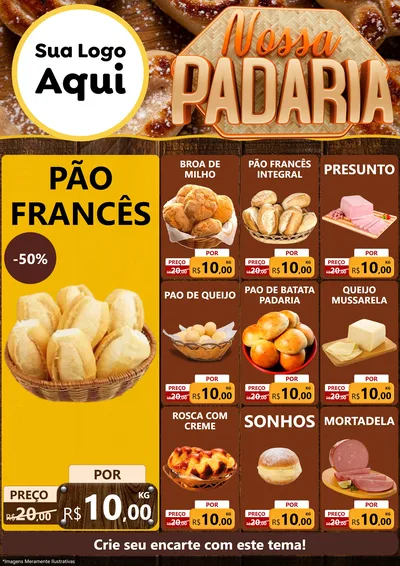 Modelo de Encarte para Encarte A4 Vertical com o tema Nossa Padaria para Padaria