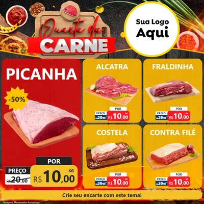 Modelo de Rede Social para Feed Facebook com o tema Quarta da Carne para Açougue